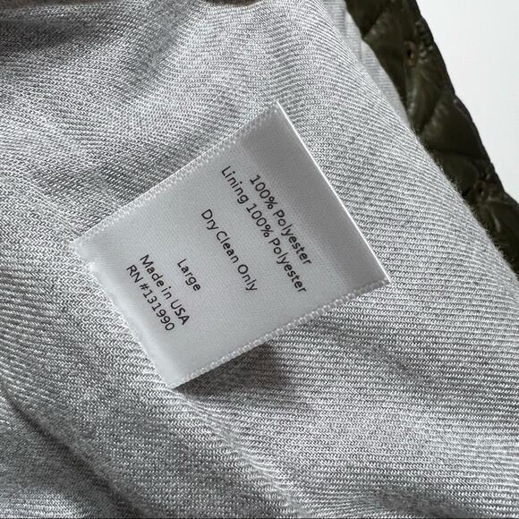 GARBE LUXE Catherine Puffer Cropped Quilted Jacket Size L Army Green - Picture 12 of 13